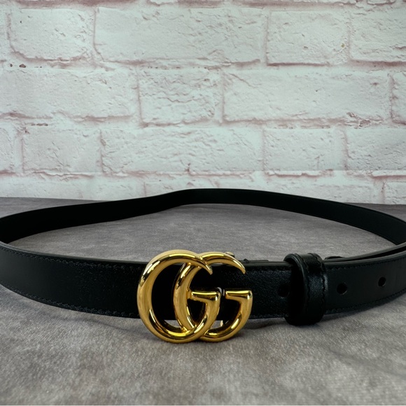 Gucci Double G Marmont Slim Black Leather Belt 409417 105/42 - Picture 4 of 12